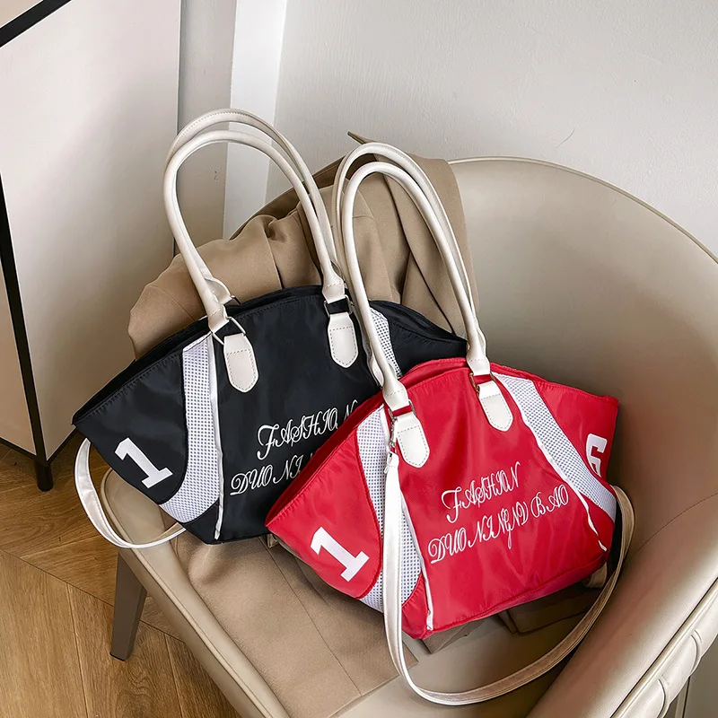 

Женские сумки на плечо, повседневные сумки на плечо с вышивкой Y2K, спортивные стильные сумки на плечо, портативные ручные сумки-тоут большой вместимости для девочек