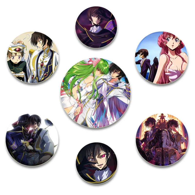 32/44/58MM Cartoon Character Lelouch Lamperouge Creative Badge Tinplate Button Brooch Snap-in Pins Brooches for Clothes Bag