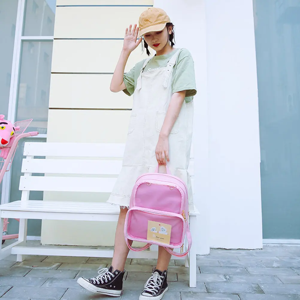 

Стильный розовый прозрачный рюкзак-желе с водонепроницаемой молнией, большой вместимости, для подростков, модный, для путешествий и косметики