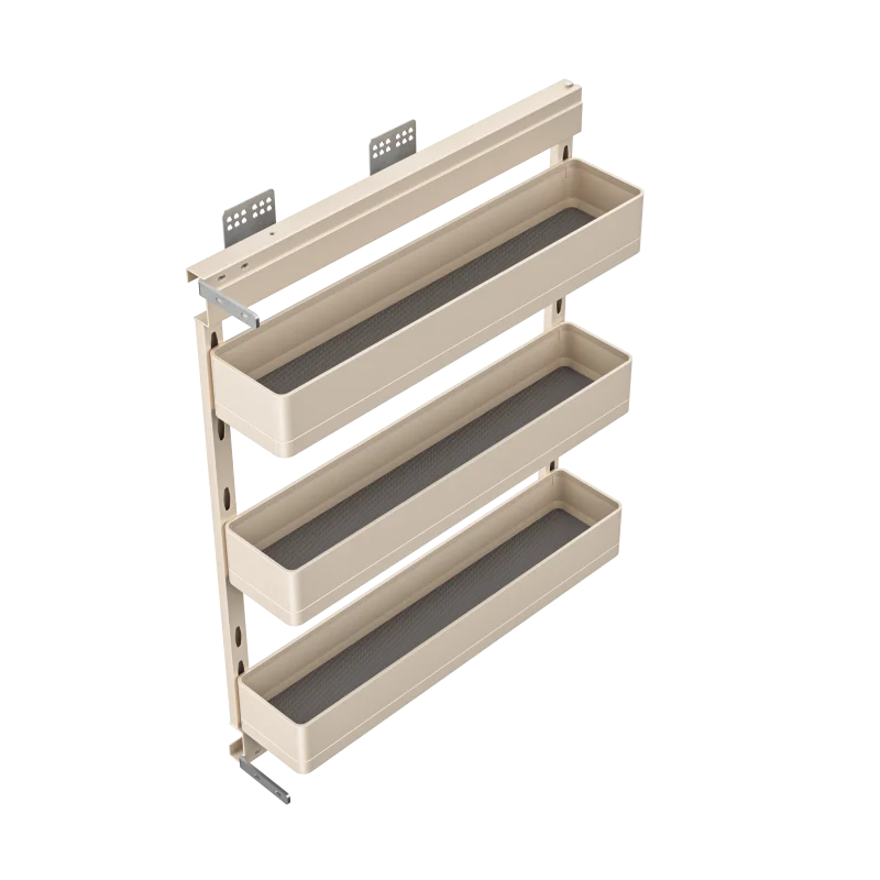 Champagne gold modern style side-hanging, three-layer sliding eco-friendly multifunctional minimalist design kitchen storage