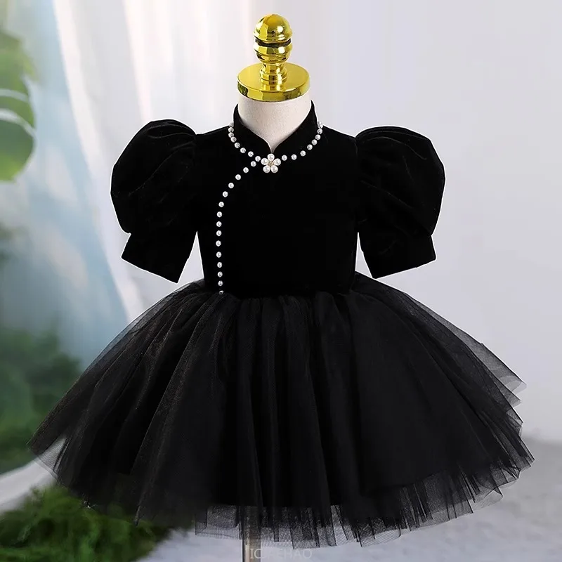 Party Dresses Black Girls EveningFormal Wear Host Performance Dress Birthday Princess Gown Kids Piano Recital Outfit Pageant