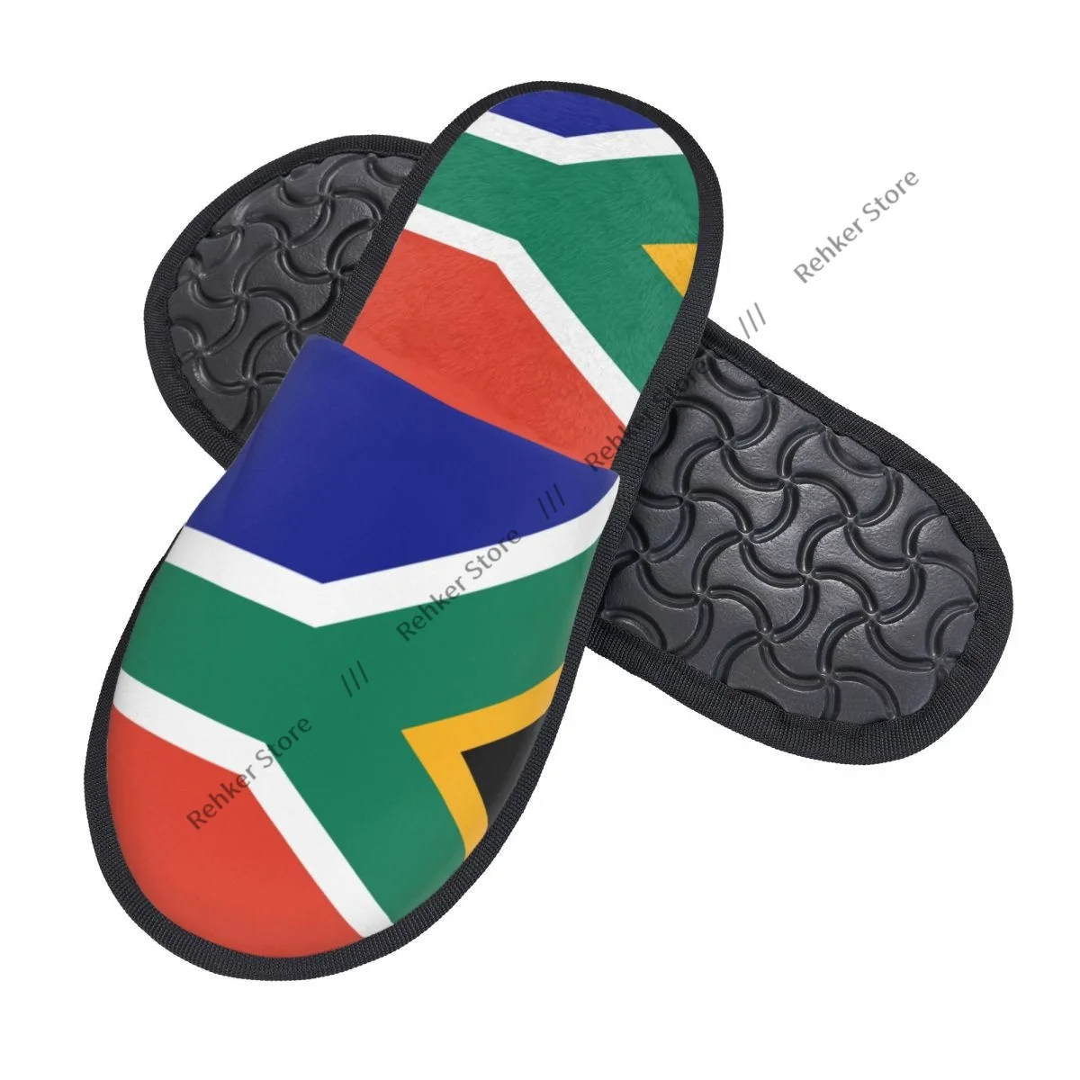 Winter Warm Women Men Plush Flat Indoor Slippers South Africa Flag Furry Home Non-slip Shoes