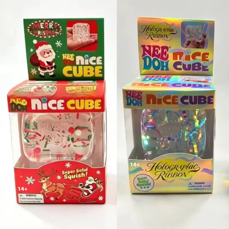 NeeDoh Xmas Santa Nice Cube Squish Fidget Squeeze Sensory Knead Stretch Anxiety Relief ADHD Fidget Leisure Adult Christmas Gift