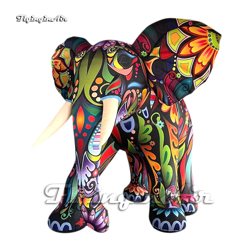 

Outdoor Large Inflatable Elephant 3m Cartoon Animal Mascot Model Colorful Elephant Balloon For Parade Event