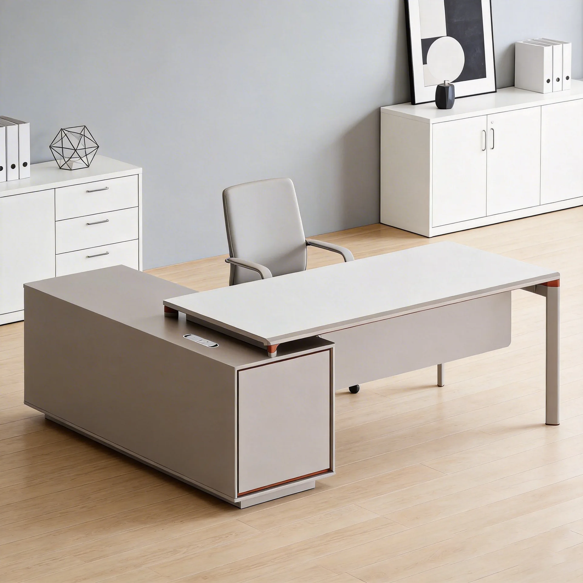 Simple desk manager supervisor executive desk file cabinet computer desk