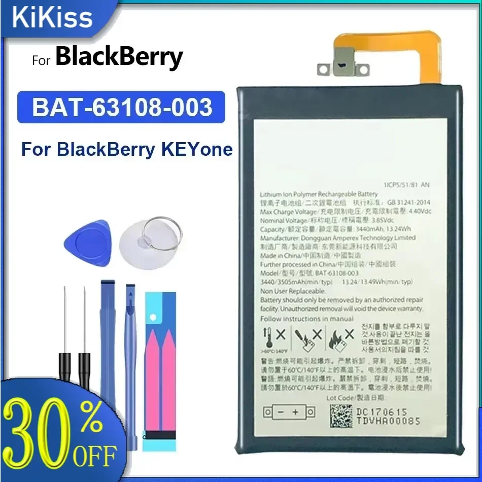 Replacement Battery BAT-63108-003 BAT63108003 3440mAh For BlackBerry KEYone KE Yone Bateria