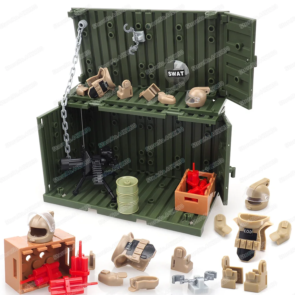 Special Forces Fight Storehouse Building Block Container Figures Weapons War Equipment Scenes Model Child Christmas Gift Boy Toy