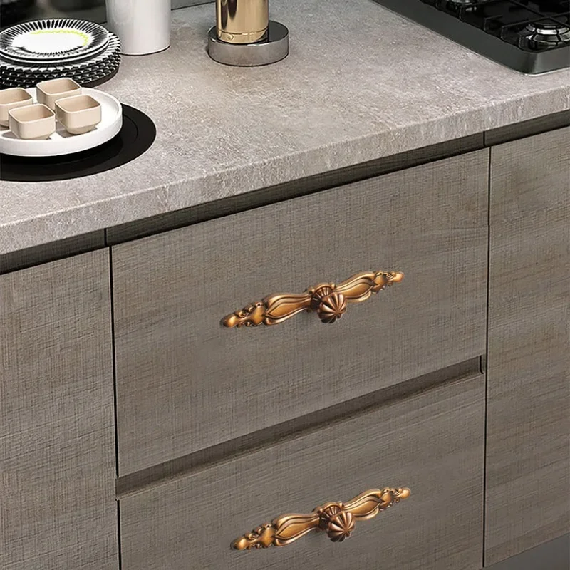 Red Bronze Retro European Classical Furniture Long Handle Antique Copper Furniture Hardware Cabinet Handle