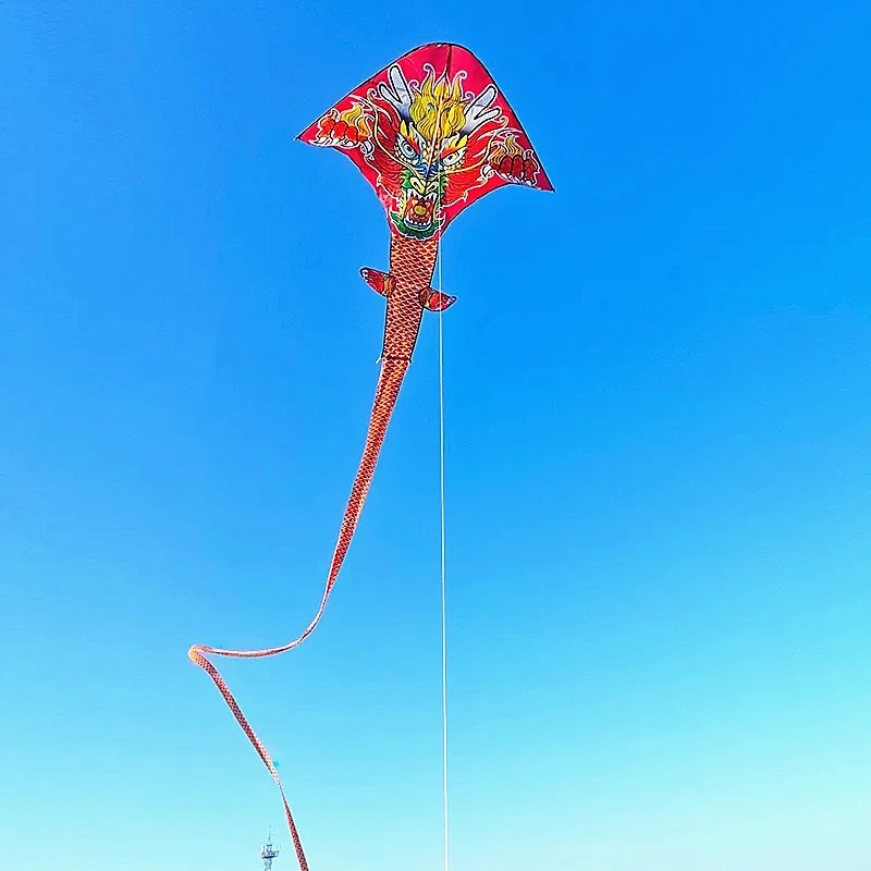 Envío Gratis, pipa de dragón chino de 100m, juguetes al aire libre 	 cerf volant enfants viento cometa niños acrobacias pipa palo volador latawiec ogon