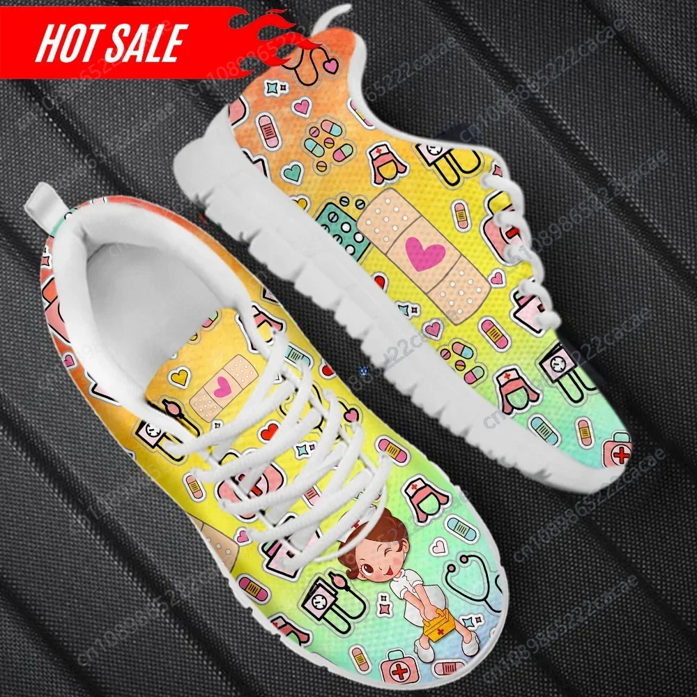 

Women's Nurse Sneakers Gradient Color Nurse Band-aid Design Vulcanized Shoes Outdoor Non-Slip Casual Flat Shoes 2023