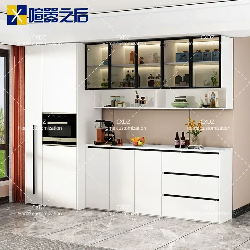 Modern Light Luxury Rock Slab Dining Side Cabinet Simple Kitchen Tea Storage Unit Multi Layer Floor Standing Cupboard 8G170