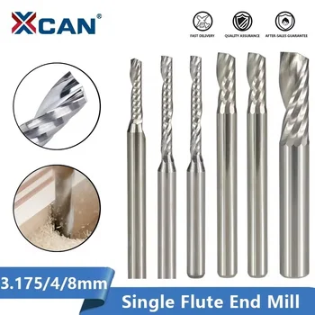 XCAN คาร์ไบด์ End Mill ขลุ่ยเครื่องตัด3.175 4 6Mm Shank ขลุ่ย Spiral เครื่องตัด PVC CNC Router บิต
