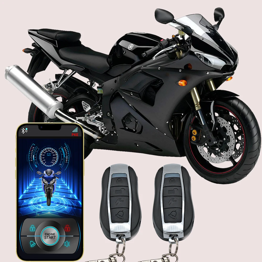 

Motorcycle Bluetooth Anti-Theft Alarm System with Remote Start Stop Double Flashing Locate Vehicle Sensitivity Adjustment Mobile