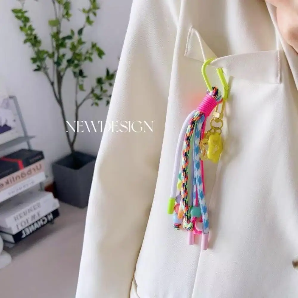 Colorful Trendy Woven Pendant Mobile Phone Pendant Hanging Rope Bag Keychain Accessories DIY Accessories