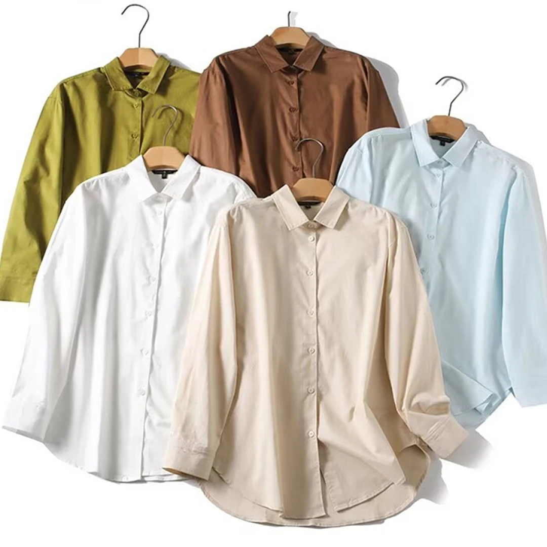 

Maxdutti Japanese Minimalist 70%Cotton 30%Linen Shirt Elegant Long Sleeves Women's Blouses And Shirt Woman Clothing Summer Top