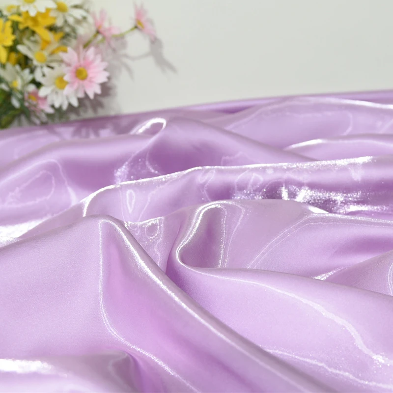 Pink Luxury Glossy Metallic Liquid Satin Fabric Reflective Wedding Gift Clothing Designer Fabrics