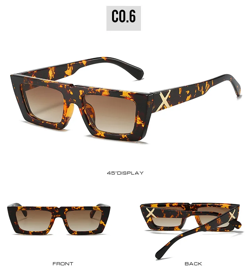 Kleine quadratische Sonnenbrille mit personalisierten Bügeln, X-Modellierung, für Damen und Herren, UV-Schutz, für den täglichen Gebrauch und Streetwear – Detail 12