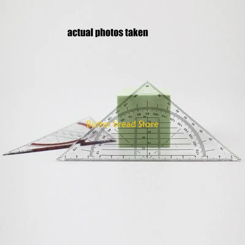 W89C Set Square with 180 Degrees Math Protractor Multifunctional Geometry Set Square Angle-Measuring Instrument for Drafting