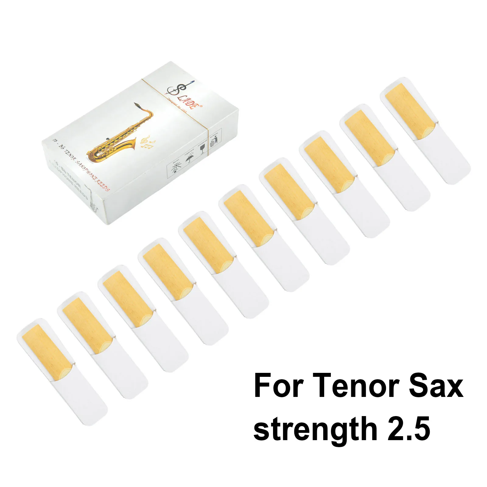 10pcs Sax Accessories Reeds /Kit Strength 2 2.5 3 0.21oz For Tenor Sax Hardness/ 2/2.5/3 Instrument /Clarinet Replacement Parts