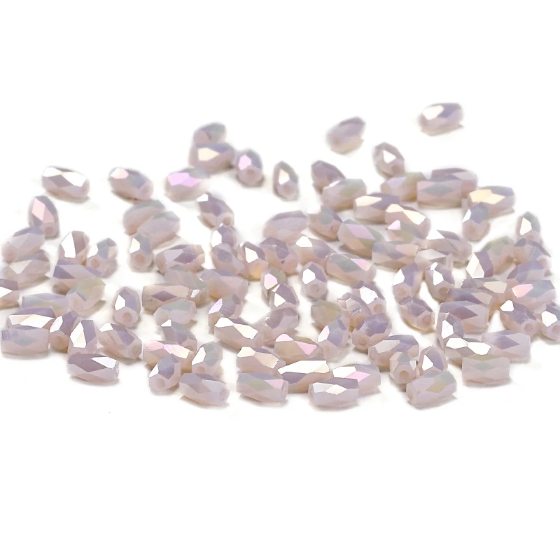 Lotus Color AB 50pcs 2*4mm  Beads Cylinder Crystal Beads Crystal 18 Cutting Faces Loose Beads DIY Jewelry C-2