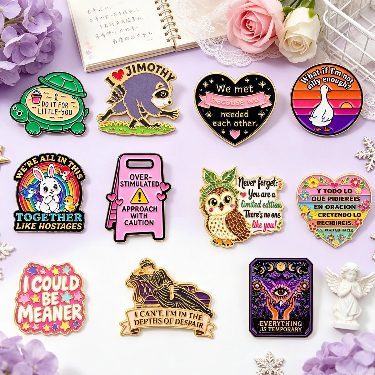 Owl Enamel Pins Funny Cartoon Animal Brooch Lapel Pin Badge on Backpack Clothing Accessories Fashion Jewelry Humor Holiday Gifts