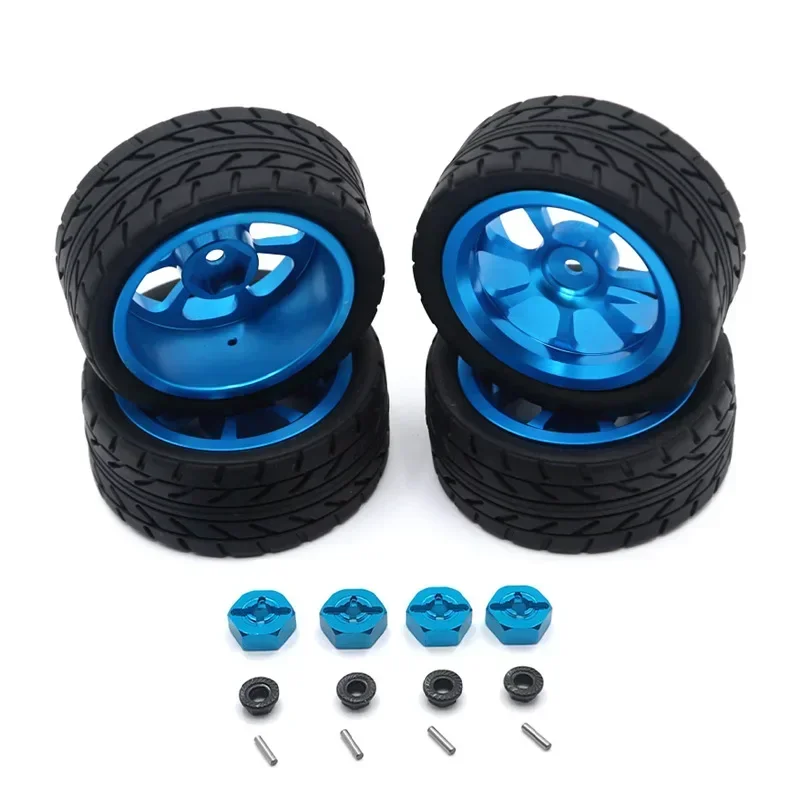 Voor Wltoys 144001 144002 124016 124017 124019 124018   RC auto-onderdelen 65 mm metalen velg + rubberen band met hoge grip