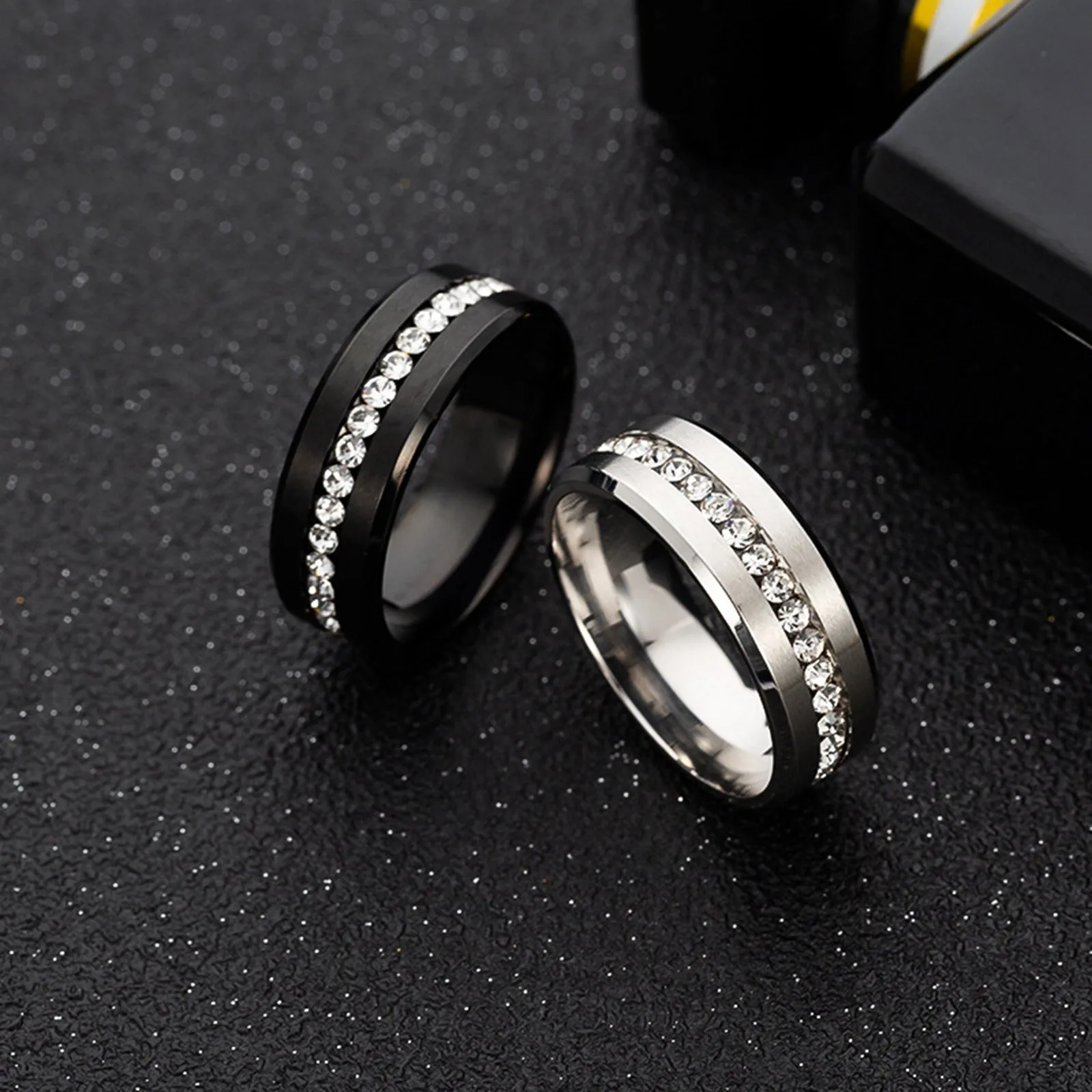 Stainless Steel Men Rings Wholesale Black Groove Matte Wedding Engagement Party Gift Anniversary Rings For Women Jewelry