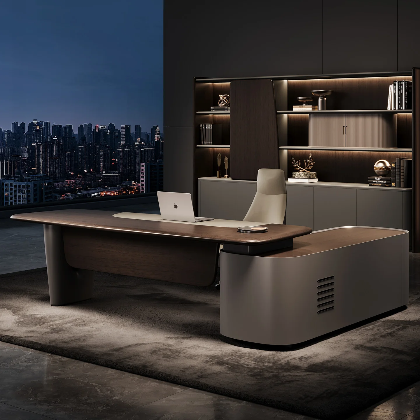 Modern Convertible Modular Extendable Executive Office Desk File Drawer Storage for Home Hotel Commercial Use-Durable MDF Wooden