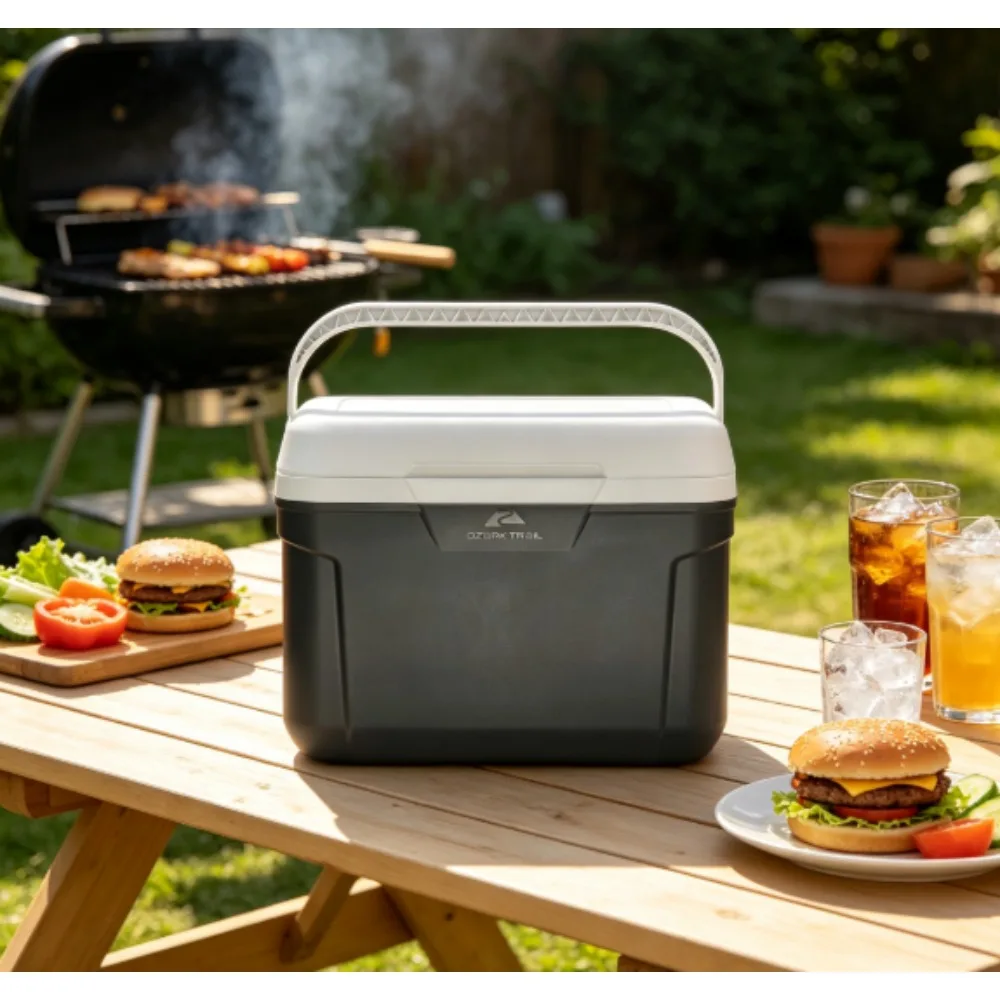 Ozark Trail 30-quart/42-can hard-shell cooler box, grey