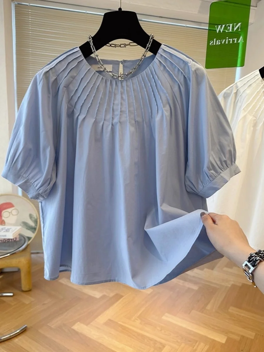 Cute Doll Sle Bubble Sve irt Donna ort Sve round Ne Design Sense Faionable Camicetta ampia coreana giovanile