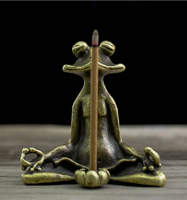 1 Stück Vintage Zen Frosch Räucherstäbchenhalter aus Legierung für Heim, Büro, Dekoration, Meditation, Yoga, Aromatherapie, Ornament, Geschenk – Detail 7