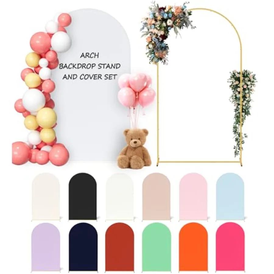 

Arch Backdrop Stand and Cover Set, Metal Photo Balloon Arch Backdrop Stand for Wedding Birthday Party Baby Shower Ceremony Grad