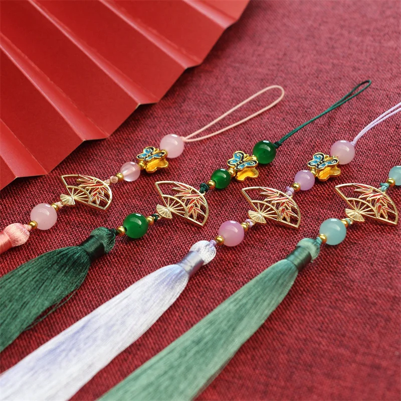 Ice Floss Fan Hanging Tassel Antique Hanfu Decoration Tassel Cheongsam Pressed Placket Ethnic Style Home Decoration