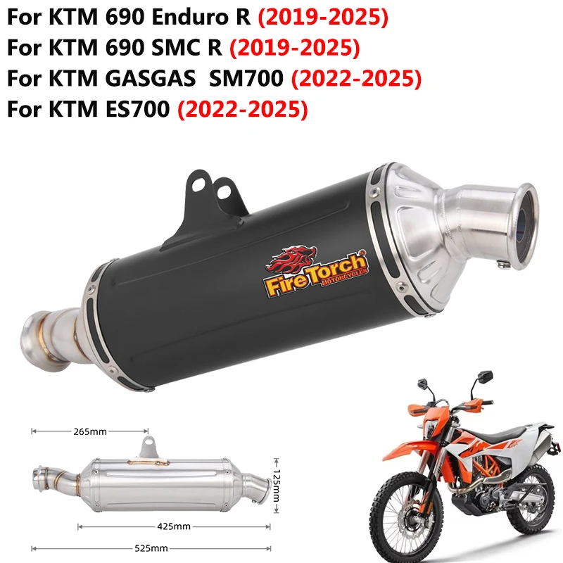 Motorcycle Exhaust Escape For KTM 690 Enduro SMC R 2019 - 2025 For KTM GASGAS SM700 ES700 2022 - 2025 Moto Mid Link Pipe Muffler