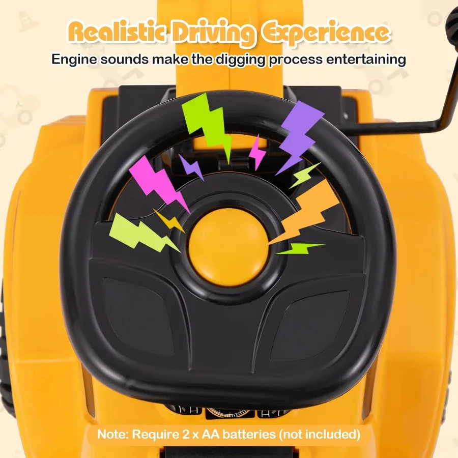 Giro sull'escavatore Giro sull'auto a spinta per i più piccoli Bulldozer da scavo all'aperto con pala da lavoro Giro sul veicolo da costruzione