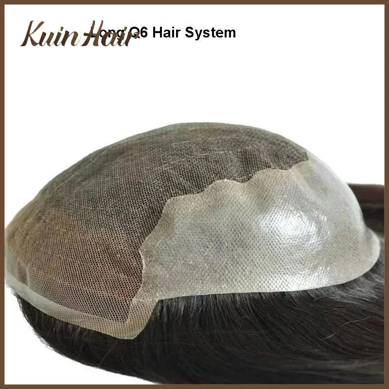 

Customized Long Q6 Men Toupee Lace & PU Male Human Hair Capillary Prosthesis Breathable Natural Hairline Replacement System Unit