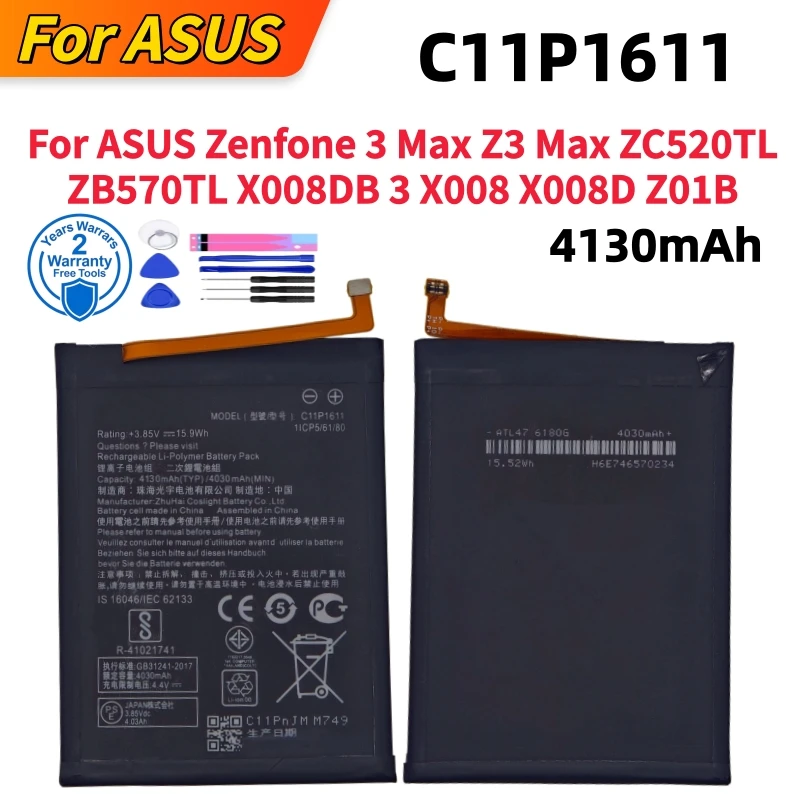High Quality Battery For ASUS Zenfone 3 Max Z3 Max ZC520TL X008DB 3 X008 X008D X018DC Z01B ZB570TL C11P1611 4130mAh Batteries