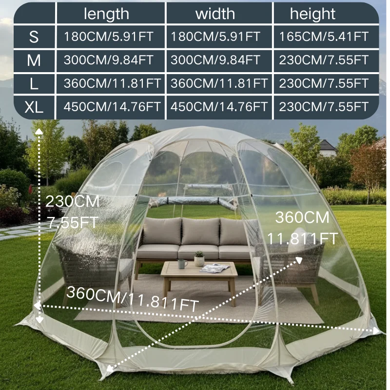 Clear PVC Bubble Tent 4 Person Pop Up Instant Shelter Outdoor Camping Patio Backyard Garden Party Stargazing Aesthetic