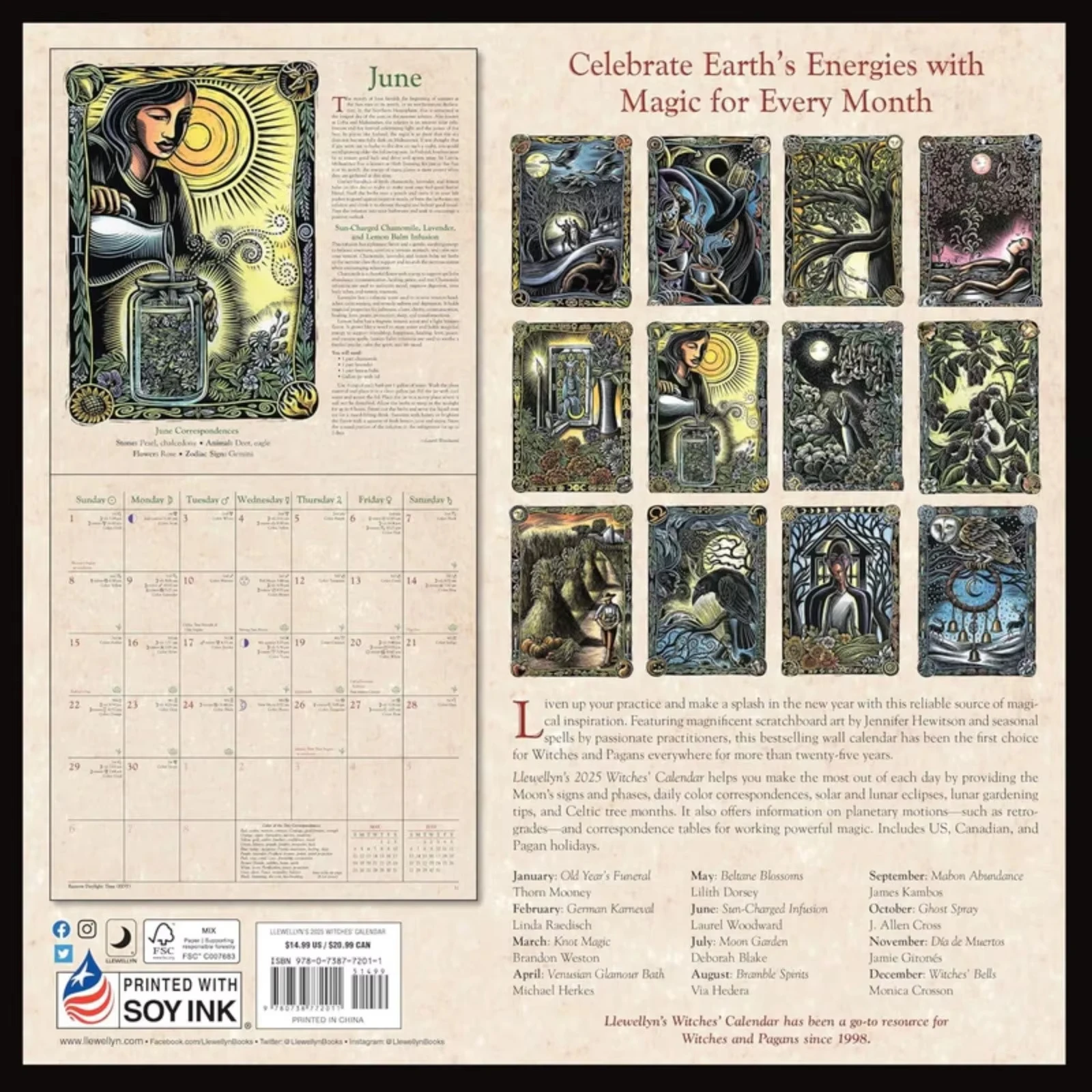 New 2025 Witches\' Calendar Almanacs & Datebooks Calendar Creative Hangable For Christmas New Year Lunar Wall Calendar Gifts