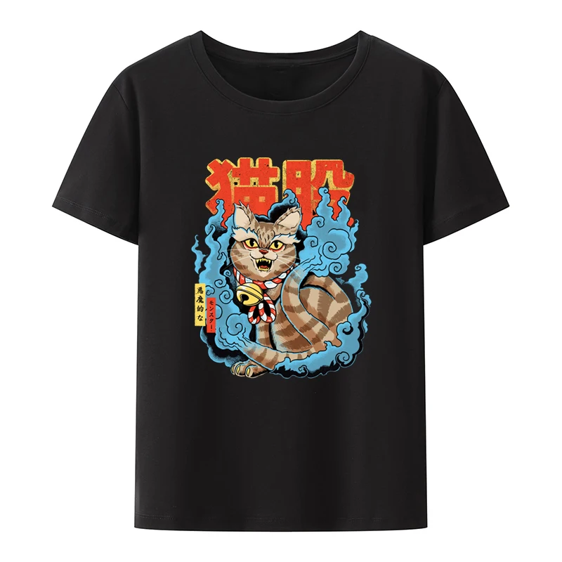 

Nekomata Printd Anime T-shirts Manga Funny Top Tee Trend Custom Cartoon Giapponese Clothing White Breathable Lovely Classic Punk