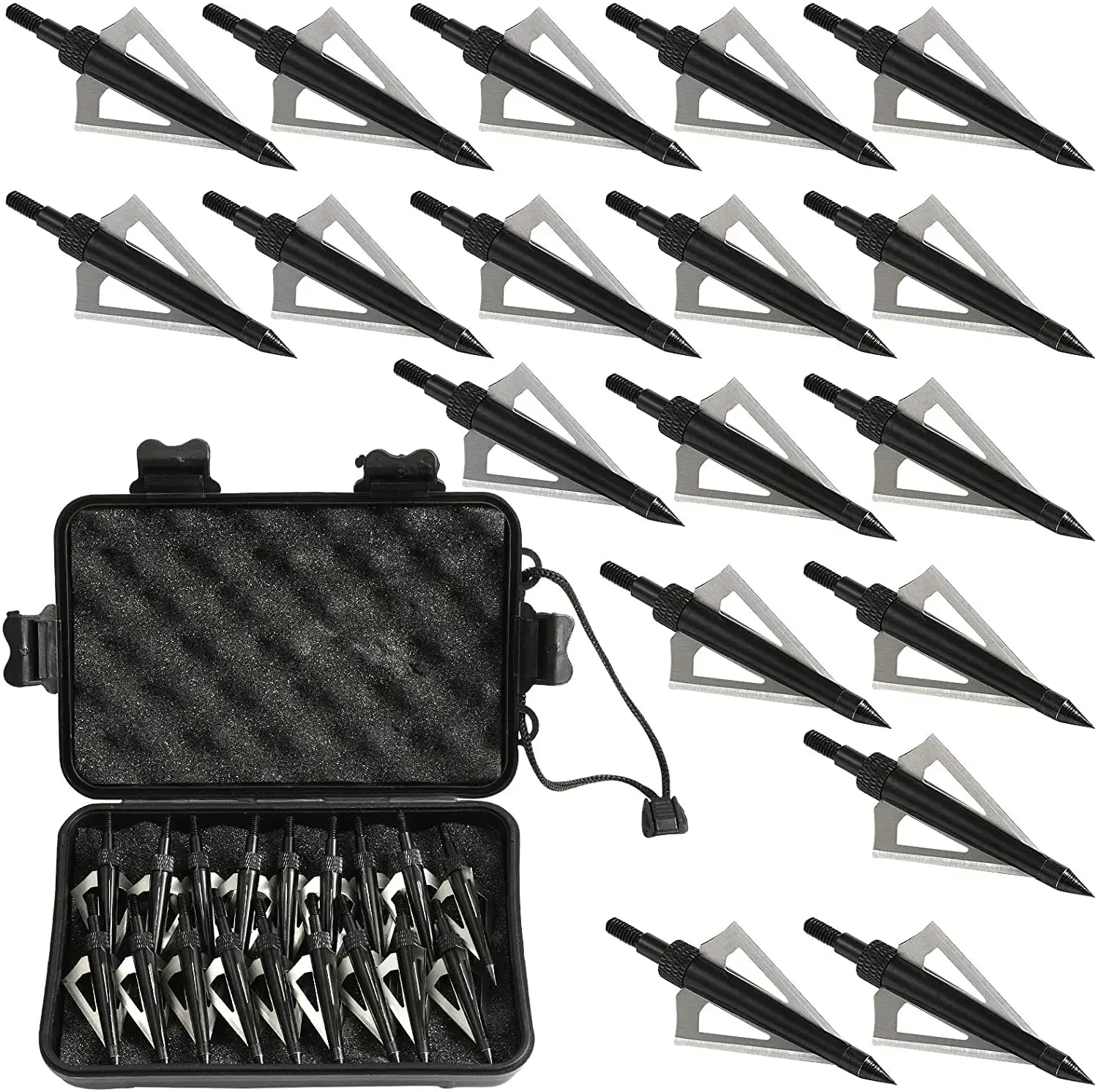 Broadheads 100/125 Grain 3 Fixed Blade Hunting Arrow Points Metal Tips for Compound Bow and Crossbow Archery 12pcs