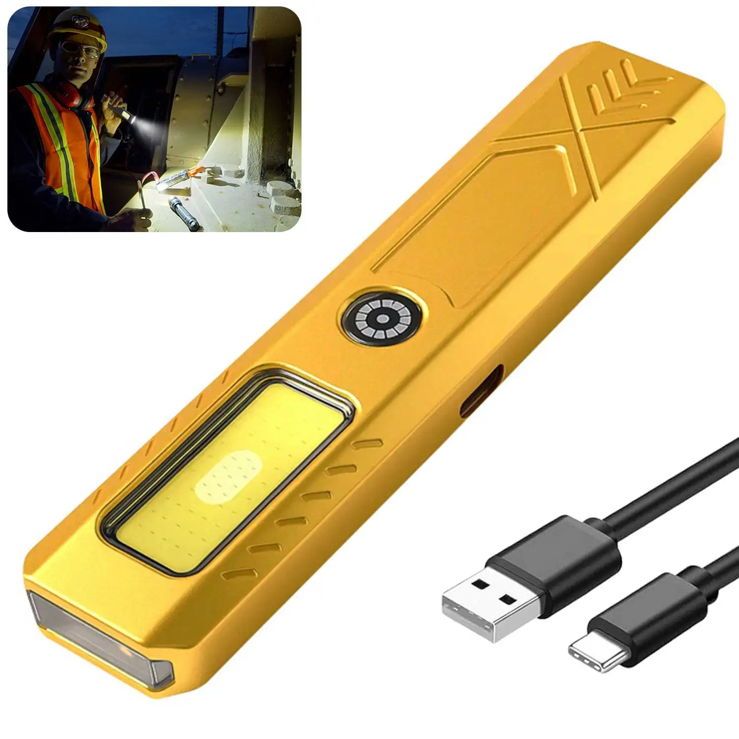 مصابيح يدوية محمولة قابلة لإعادة الشحن LED COB بمصدر ضوء مزدوج مع 6 أوضاع إضاءة/مشبك صغير مغناطيسي ضوء عمل الفيضانات