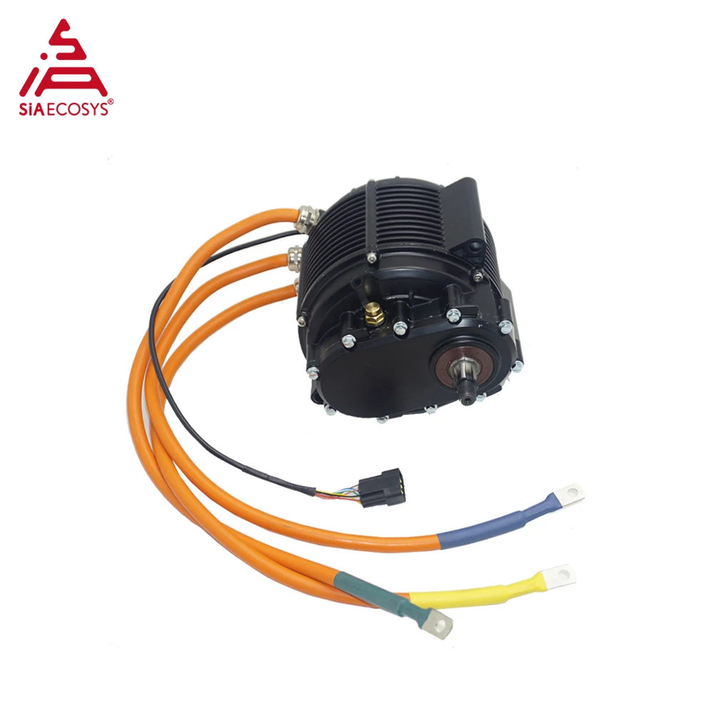 QS165 12kW Mid Drive Motor 60H IPM PMSM with 1:2.37 Gearboxand 14T Sprocket Encoder and Hall Type Electric Motor