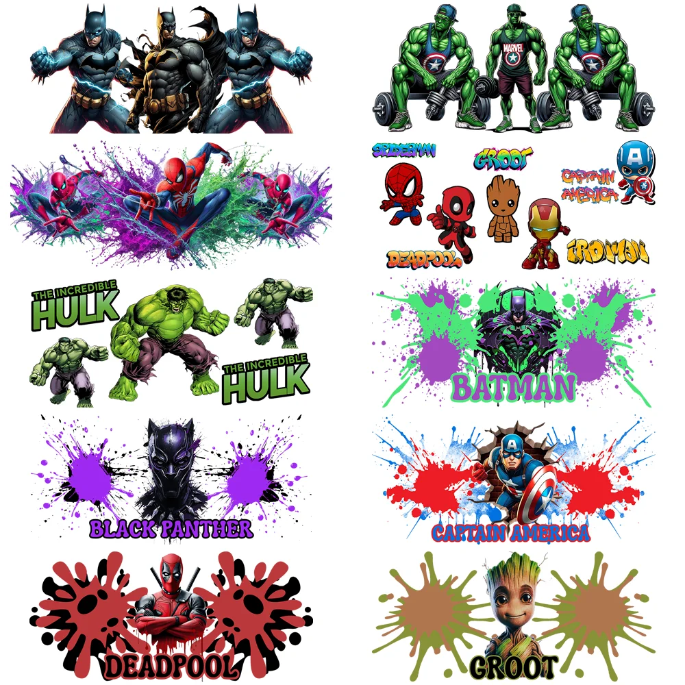 

Super hero anime Series easy peel waterproof DIY decoration Decals 3D transfers uvdtf crystal sticker 16oz uv dtf cup wraps