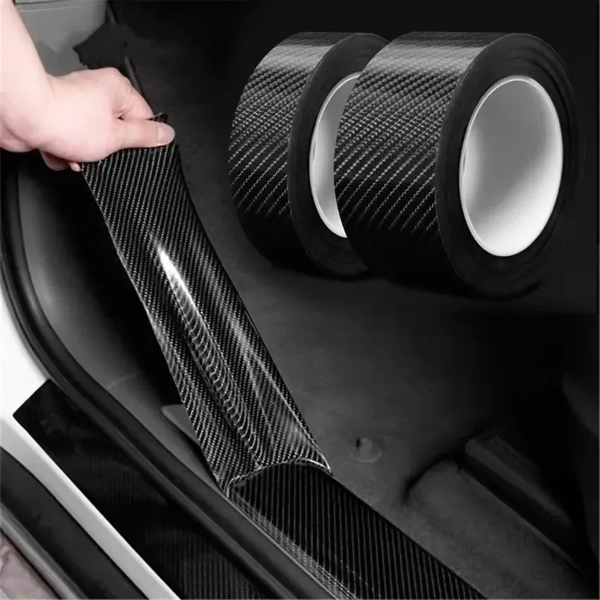 Carbon Fiber Car Threshold Protective Film Anti Scratch Waterproof Car Stickers for Auto Door SillEdge Car Decoration Accessorie