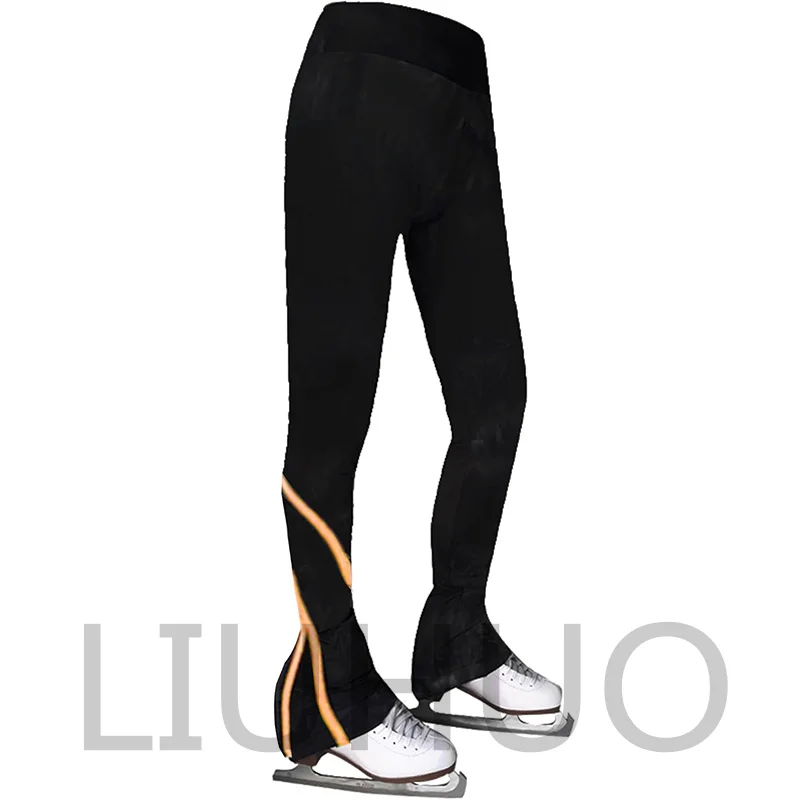 

LIUHUO Ice Skating Pants Girls Women's Figure Skating Trousers Black Spin Fleece Breathable Skating Leggings Children Adult