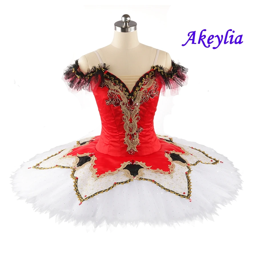 

Red white La Esmeralda competition tutu for girls Fiary Doll professional ballet costume tutus women pancake tutu platter JN0152