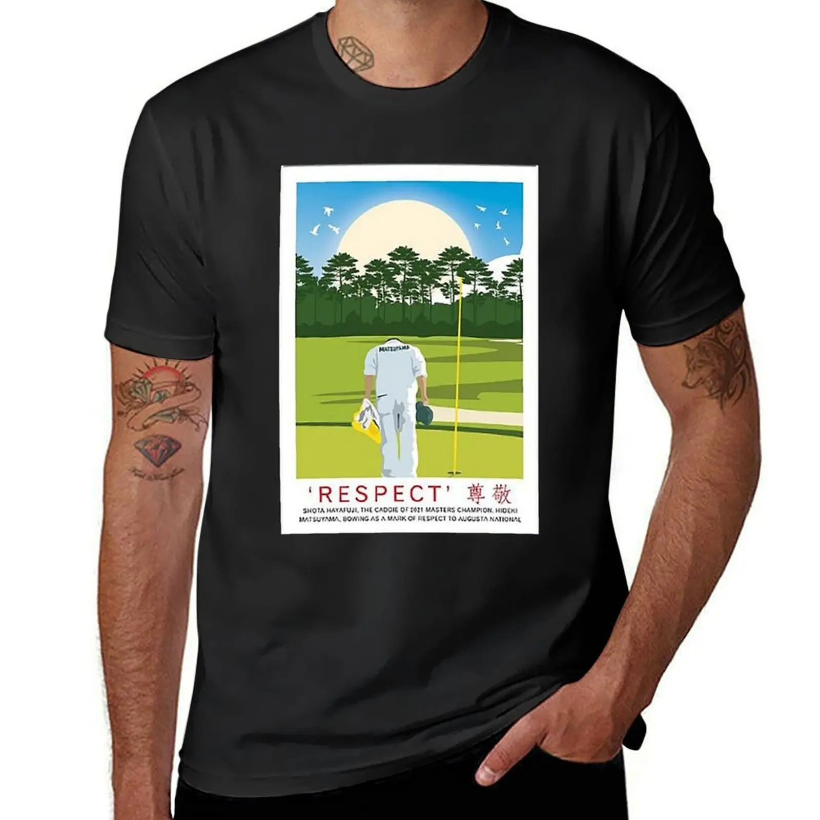 Augusta National US Masters Hideki Matsuyama Caddie Shota Hayafuji Amen Corner Travel T-Shirt plus sizes mens plain t shirts