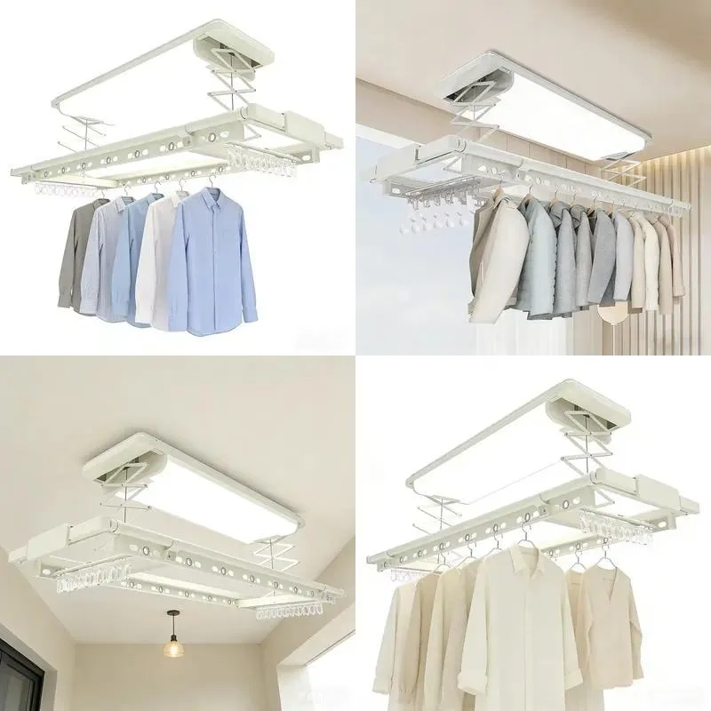 Smart LED Heating Foldable Electric Dryer with Remote Control Tuya App Indoor Use Multi Function Clothes Hanger