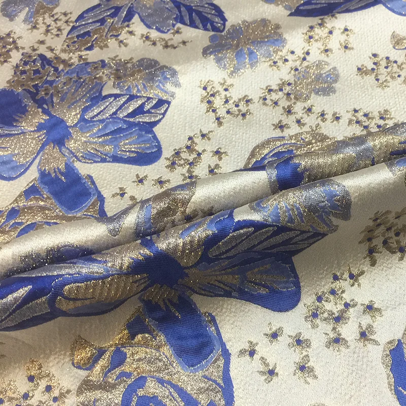 Jacquard Brocade Gold Silk Fabric European Brand Fashion Design for Dress Autumn Winter Crisp by the Meter for Sewing Materi Diy